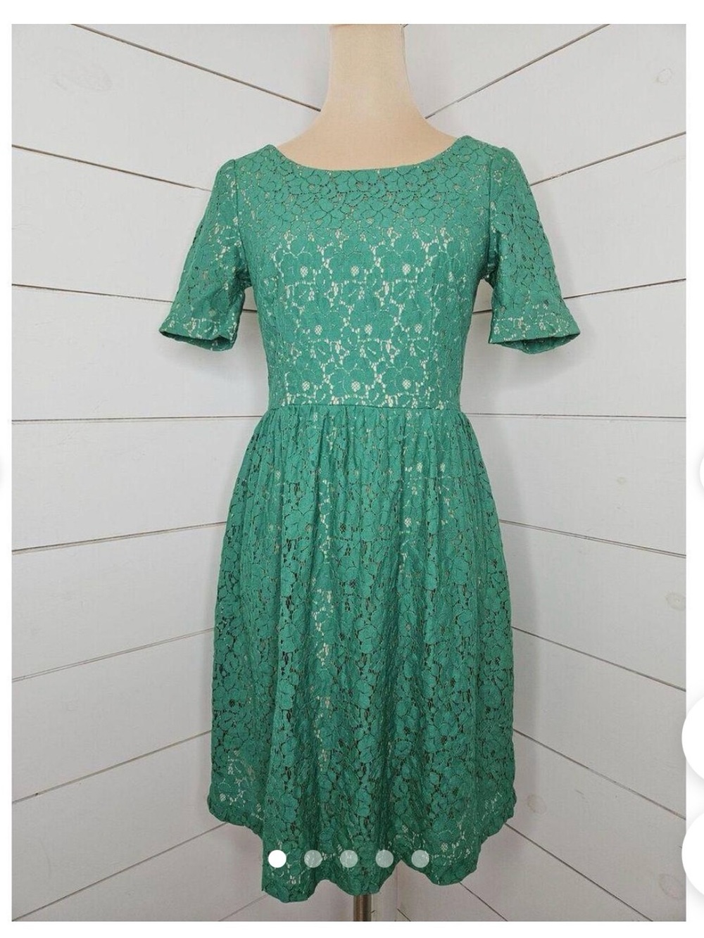 Cynthia Rowley Green Lace Overlay Dress